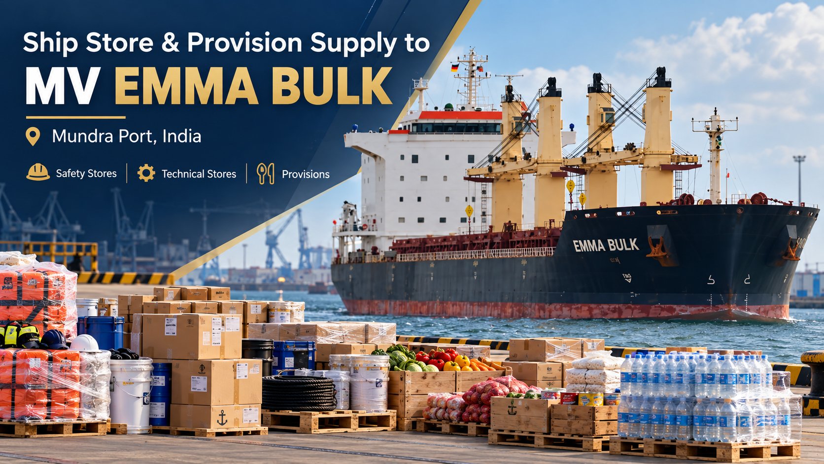 MV EMMA BULK – Comprehensive Vessel Supply at Mundra Port | Solanki Ship Care