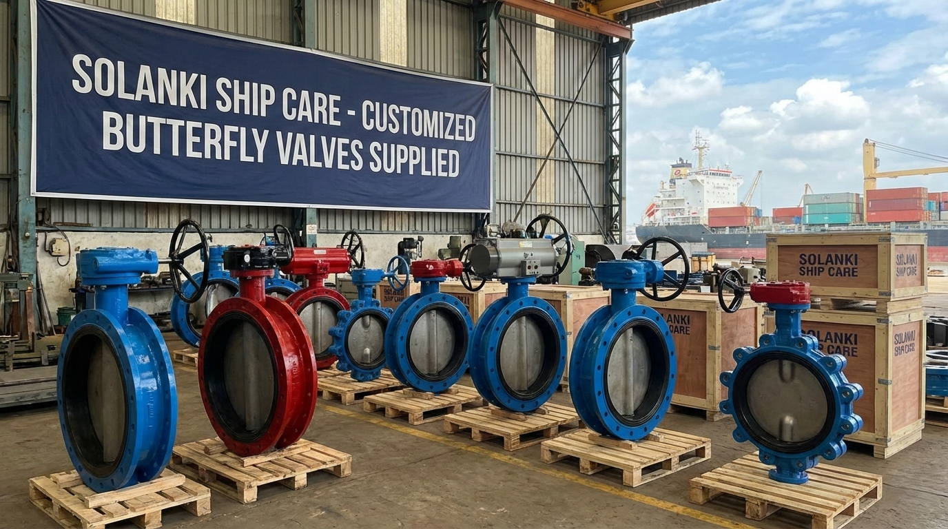 CUSTOMIZED BUTTERFLY VALVES SUPPLIED BY SOLANKI SHIP CARE