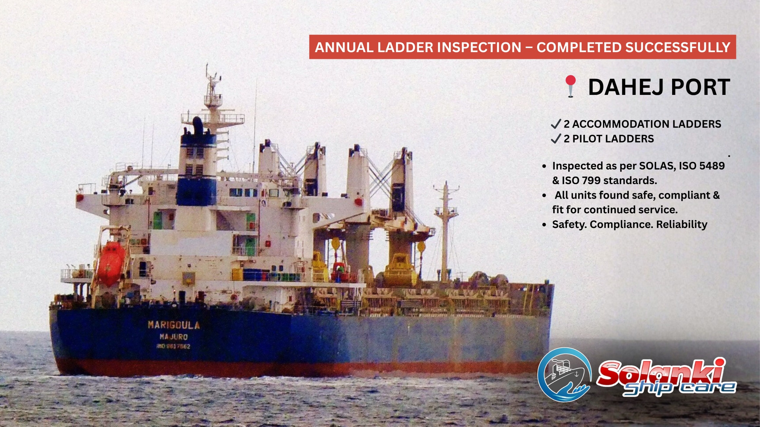 ANNUAL LADDER SAFETY INSPECTION — COMPLIANCE SUCCESSFULLY ACHIEVED AT DAHEJ PORT