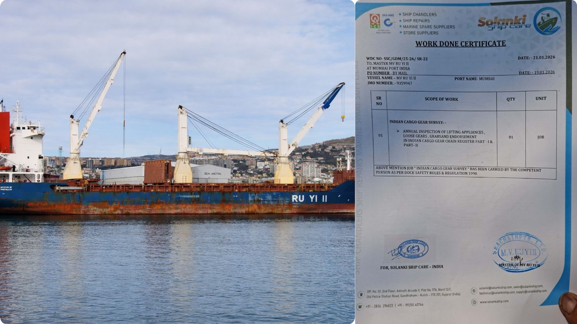 Annual Inspection Successfully Completed – MV RU YI II